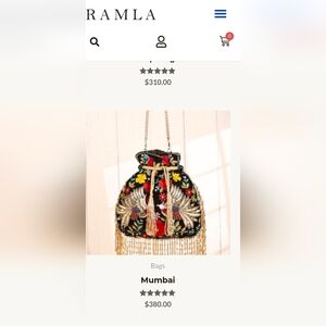 Ramla Mumbai Velvet Handmade Beaded Multicolor Embroidered Women's Bag